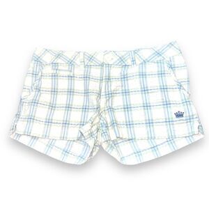 OTB Womens Shorts Plaid Lightweight Summer Blue White Yellow Gold Y2K Size 5 6